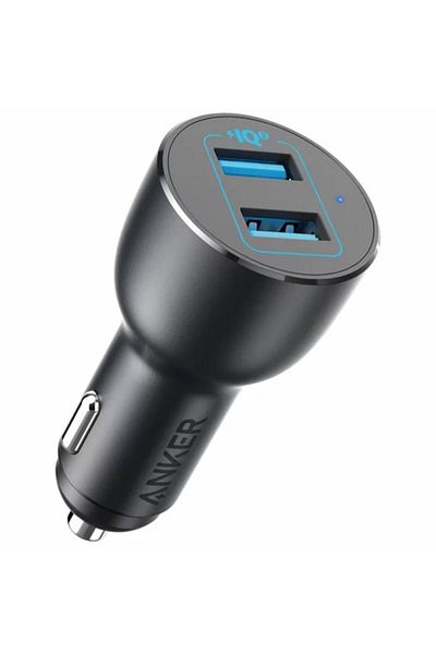 Anker PowerDrive III Car Charger, 36W, QC 3.0, Dual Metal USB, Black