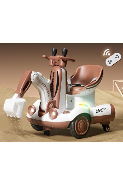 dalip Electric Excavator on 4 Non-Slip Wheels with Remote Control, Electric Arm, Age 2+, Brown