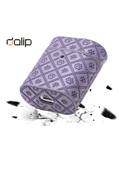dalip Husa pentru Apple AirPods1/2, PawPrint, Piele , Violet