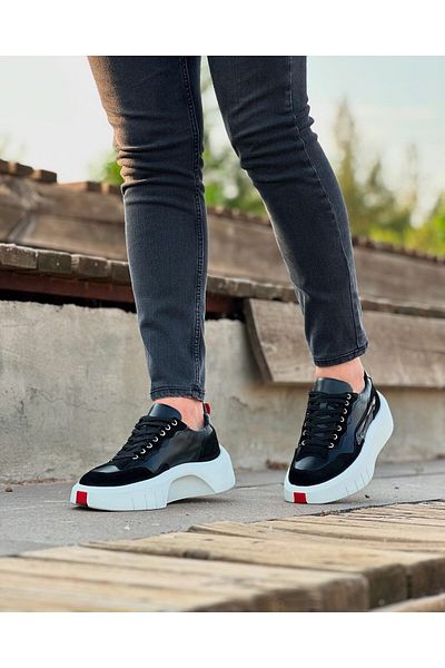 MARCOMEN Special Design High Sole Leather and Suede Detail Combination Daily Casual Men's Shoes 21514