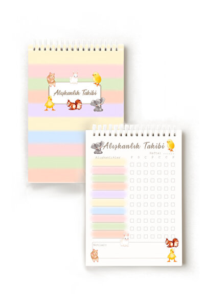 Handeto Kraft Cute Animals Turkish Habit Tracker, Habit Tracker, A5 Habit Tracker, Routine Notebook, Planner