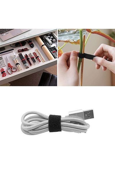 dalip Banda adeziva cu velcro pentru organizare cabluri, 2.5x200cm, Negru