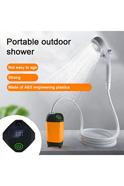 Tradeo دش تخييم كهربائي محمول مع شاشة عرض رقمية لدرجة الحرارة، مضخة قابلة لإع...