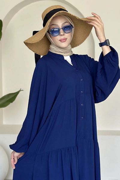 SaklıButik Dm Li̇fe Half Button Bohemian Dress Sk-8397