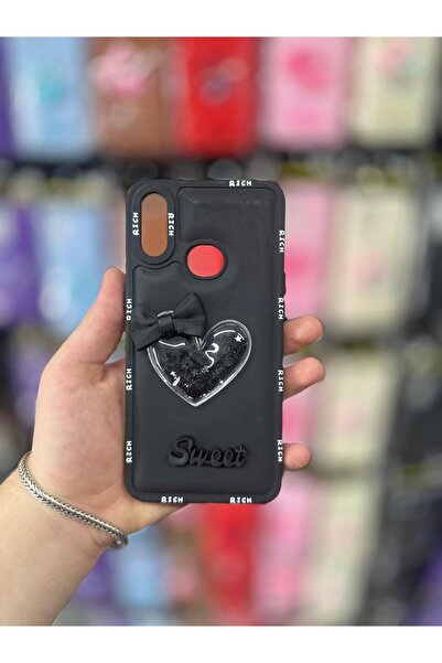 yuscerham Huawei Y7 2019 Uyumlu Sweet Yazılı, Kalp Kabartmalı Simli Parlak Yumuşak Kılıf