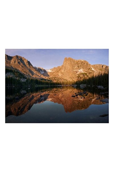 OEM Tablou Canvas, "Reflexii aurii în munți la apus", 100 x 70cm