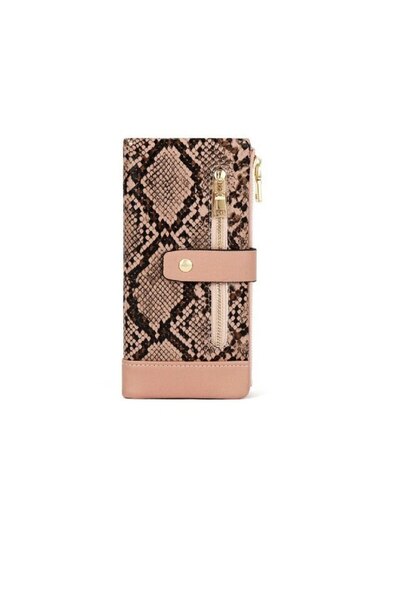 OEM Women's Medium Wallet, Animal Print, Faux Leather, Pink