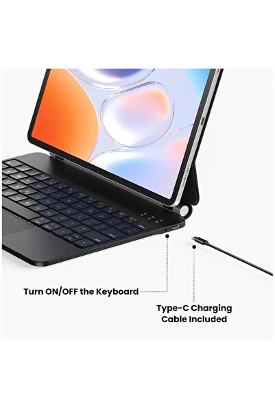 XIUWOO حافظة مغناطيسية مع لوحة تتبع متعددة اللمس، حافظة لوحة مفاتيح سحرية لجهاز iPad الجيل العاشر مقاس 10.9 بوصة، بإضاءة خلفية سوداء