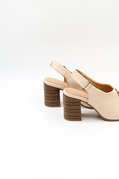 Venüs Women's Genuine Leather Daily Heeled Shoes Vn08518Y Beige