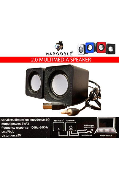 Marooble 1+1 Bilgisayar Hoparlörü 2.0 Kablolu Jack Girişli Speaker Yeni 1+1 S...