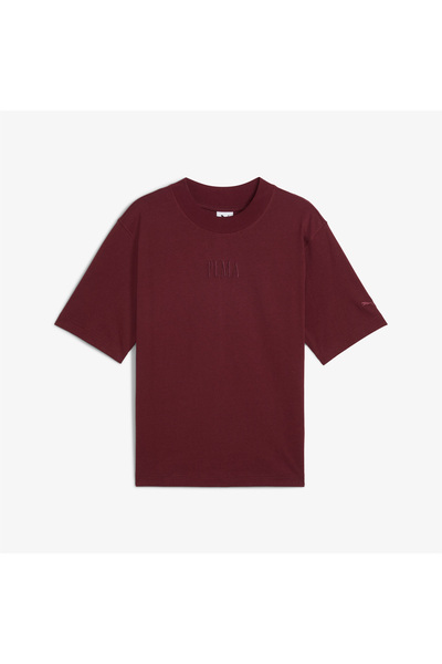 Puma Essentials Graphic Boxy Unisex Claret Red T-Shirt