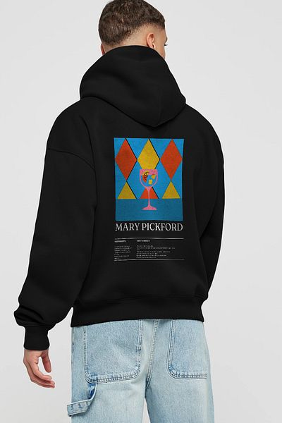 Ankhises Mary Pickford Cocktail Back Printed Hoodie Oversize Hooded Sweatshirt Men Women