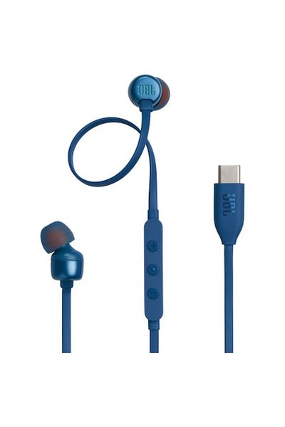 JBL Căști intraauriculare cu fir Tune 310C, bas pur, rezoluție înaltă, USB-C, albastre