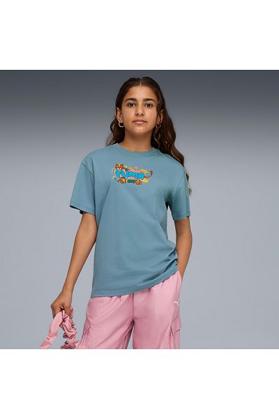 Puma Graphic Leopard Kids Blue T-Shirt