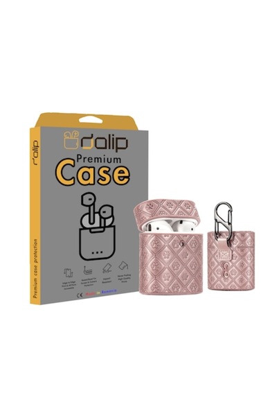 dalip Husă pentru Apple AirPods 1/2, PawPrint, piele, roz-auriu