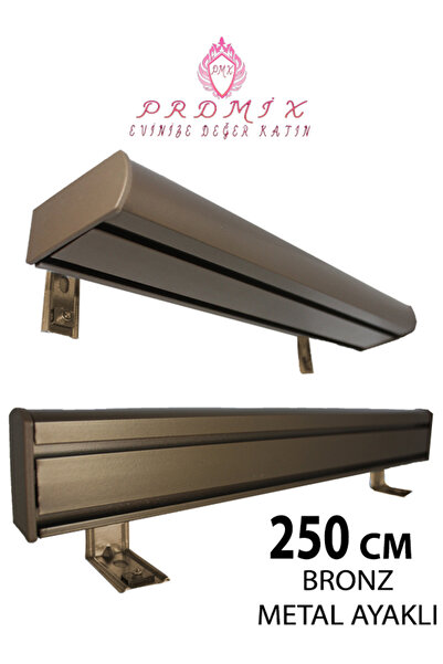 PERDE Mix 250 CM BRONZ VİP Dekoratif Perde Ray Kornişi Alüminyum 2 Kanallı 8 ...