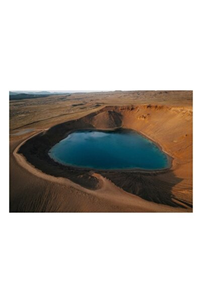 OEM Pictură pe pânză, „Ochiul albastru al unui vulcan adormit”, Lac, Crater, ...