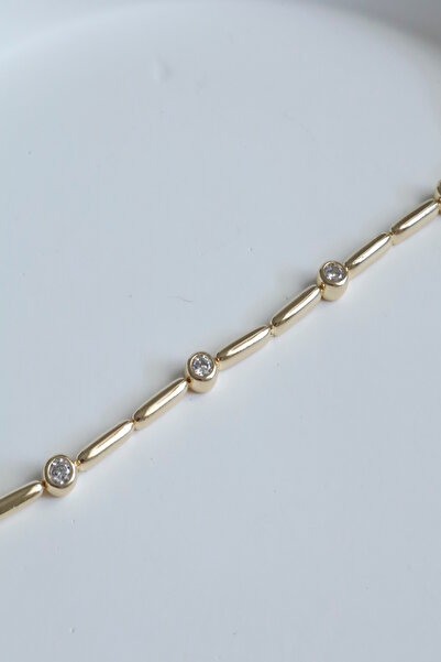 DEMOKAN Kadın Bileklik Kararmaz 14k Altın Renk Vip Seri İthal Golden Touch Bileklik