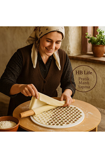 HB LİFE Büyük Boy Yuvarlak Mantı Kalıbı – Pratik Mantı Kesme Aparatı – Mantım...