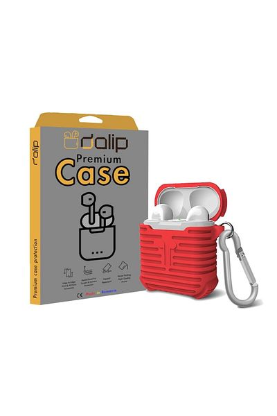 dalip Husa pentru Apple Airpods, SturdyCorners, Silicon, Rosu