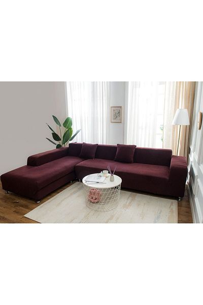 ElastiX shop Pachet Husa MICROFIBRA coltar 1 loc - 2 locuri/ colt si de stanga si de dreapta maro
