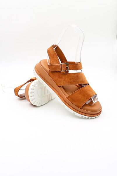 Venüs Women's Genuine Leather Suede Daily Sandals Vn470015Y Tan