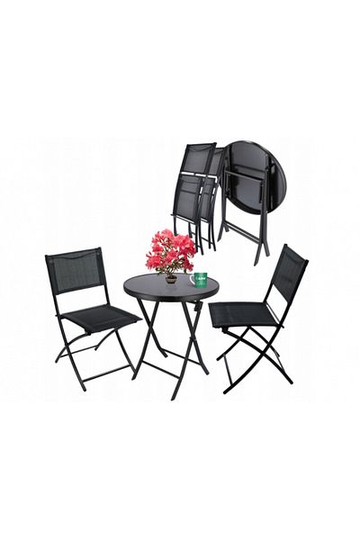 jumi Folding Furniture Set for Balcony, Garden, Terrace Azay Interiors, 2 Chairs and 1 Table