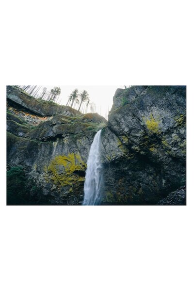 OEM Tablou Canvas, 'Cascada în pădurea înaltă de munte', 70 x 50cm