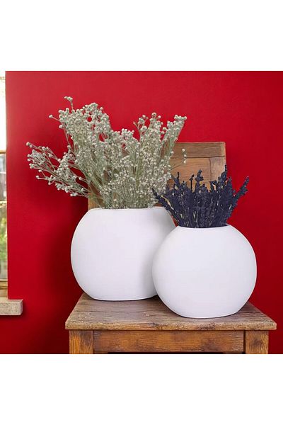 Lapida Home Decor Set of 2 Black Minimal Vases – Round Form, Decorative Design