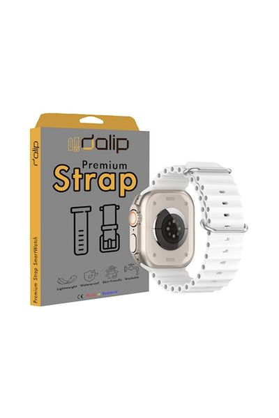 dalip Strap for Apple Watch 1 - 8 - SE - Ultra, 42 - 49 mm, BuckleSteel, Silicone, White