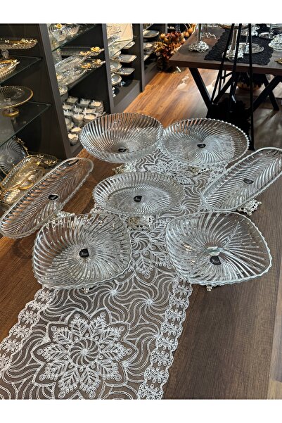 Santara AVANGARDE 7 PARÇADAN OLUŞAN GÜMÜŞ YALDIZLI DÖKÜM AYAKLI MUHTEŞEM SUNUM &ÇEYİZ SETİ