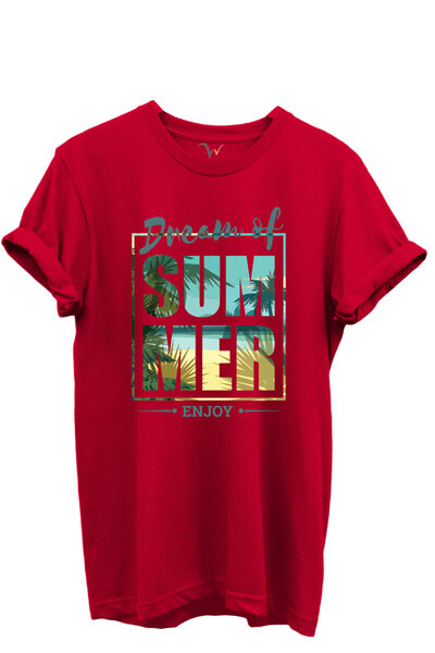 WİDİ Dream of Summer Written Palm and Seaside Θέμα 100% βαμβακερό μπλουζάκι U...