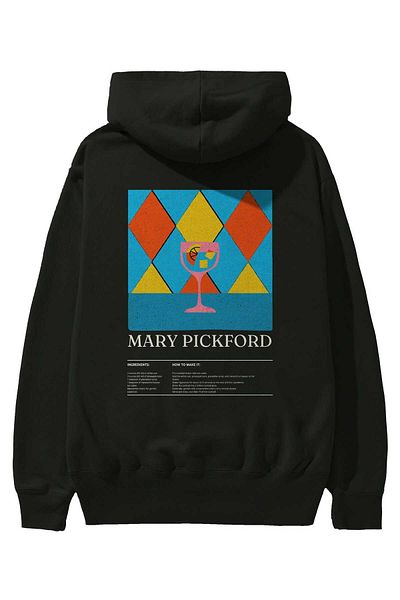 Ankhises Mary Pickford Cocktail Back Printed Hoodie Oversize Hooded Sweatshirt Men Women