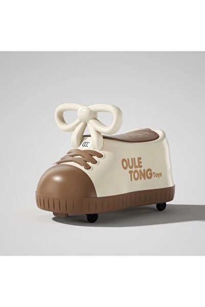 Flippy Mașină pentru copii, Flippy, Model de pantof, 4 roți, Cutie de depozitare, Maro