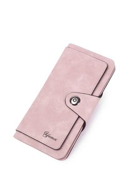 OEM Women's Wallet, Medium, Yamei, Premium Leather, Snap Closure, Light Pink