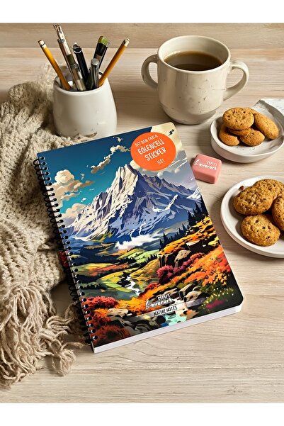 everart A5 kareli Stickerli Spiralli Defter 80 yf 50 adet sticer