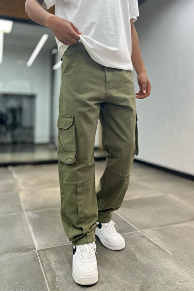 Denim Republic Erkek Haki Baggy Kargo Pantolon