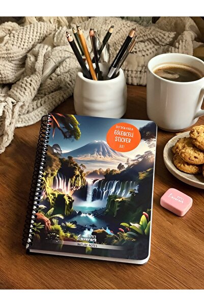 everart A5 kareli Stickerli Spiralli Defter 80 yf 50 adet sticer