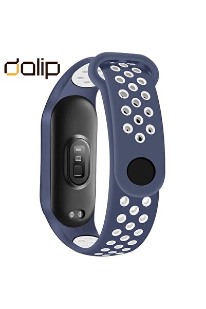 dalip Curea pentru Xiaomi Mi Band 5, XHoles, Silicon, Alb-Bleumarin