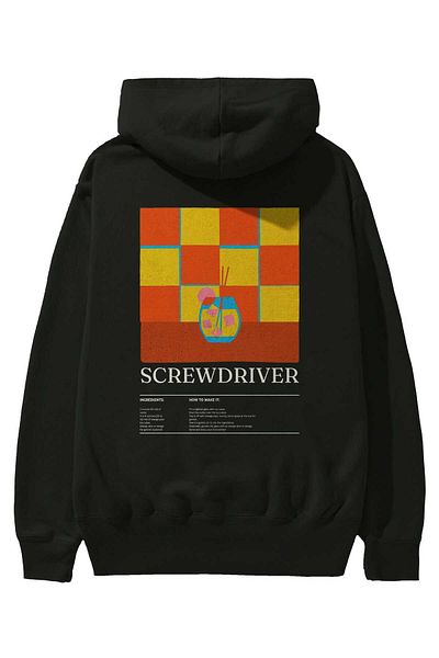 Ankhises Screwdriver Cocktail Back Printed Hoodie Oversize Hooded Sweatshirt Men Women