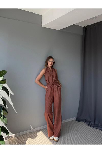AlisaSu Women's 100% Raw Linen Blouse Pants Set
