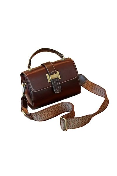 TopToday by C&S Retro Small Crossbody Women's Bag in Dark Havana Brown Leather with Buckle