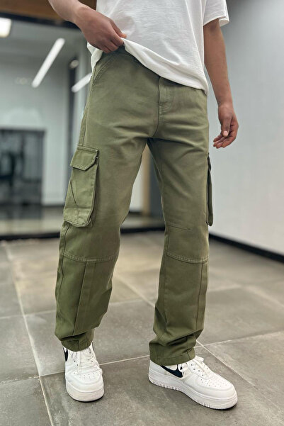 Denim Republic Erkek Haki Baggy Kargo Pantolon