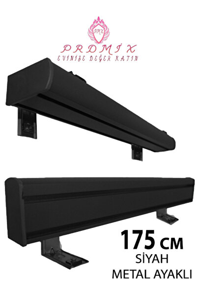 PERDE Mix 175 cm SİYAH VİP Dekoratif Perde Ray Kornişi Alüminyum 2 Kanallı 8 ...