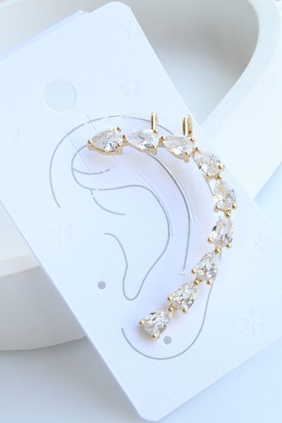 Leo'Stone Sequence Drop Zircon Stone Earcuff Earrings Gold