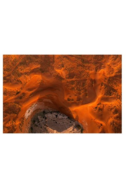 OEM Tablou Canvas, "Valuri de nisip in apus rosu", Desert, Nisip, Urme, Stanc...