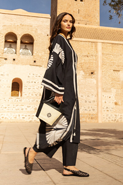 Aker Geometrik Desenli Cotton Yaz Serinliği Kimono