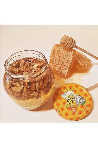 OEM Set 1 Jar Acacia Honey with Walnuts 750g, 1 Jar Honeycomb in Acacia Honey 750g, 1 Spiraled Honey Wan