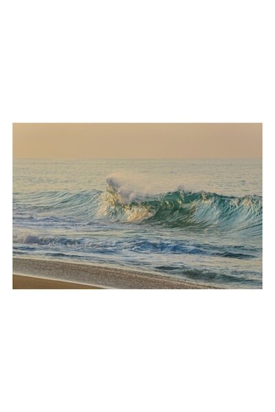 OEM Tablou Canvas, 'Valurile marii sub lumina aurie', Valuri, Apus, Spuma, Ocean, Lumina, Calm, Reflexii