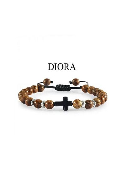 Belora Diora Bracelet with Cross and Stones - Red